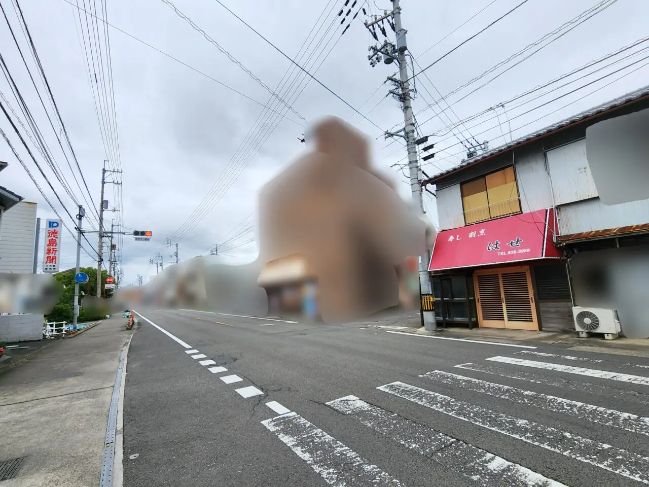 寿し割烹「はせ」店舗外観と周辺環境。※2026年7月撮影